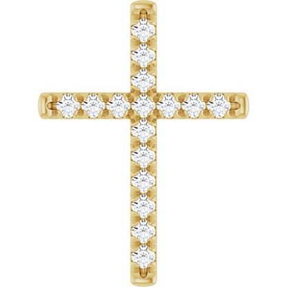 14K Yellow Gold 3/4 CTW Natural Diamond French-Set Cross Pendant