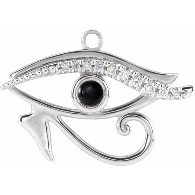 Natural Onyx & .05 CTW Natural Diamond Eye of Horus Dangle