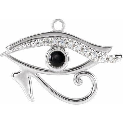 Natural Onyx & .05 CTW Natural Diamond Eye of Horus Dangle