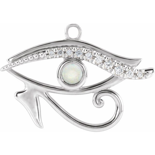Natural Ethiopian Opal & .05 CTW Natural Diamond Eye of Horus Dangle