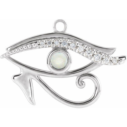 Natural Ethiopian Opal & .05 CTW Natural Diamond Eye of Horus Dangle