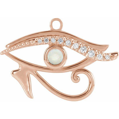 Natural Ethiopian Opal & .05 CTW Natural Diamond Eye of Horus Dangle