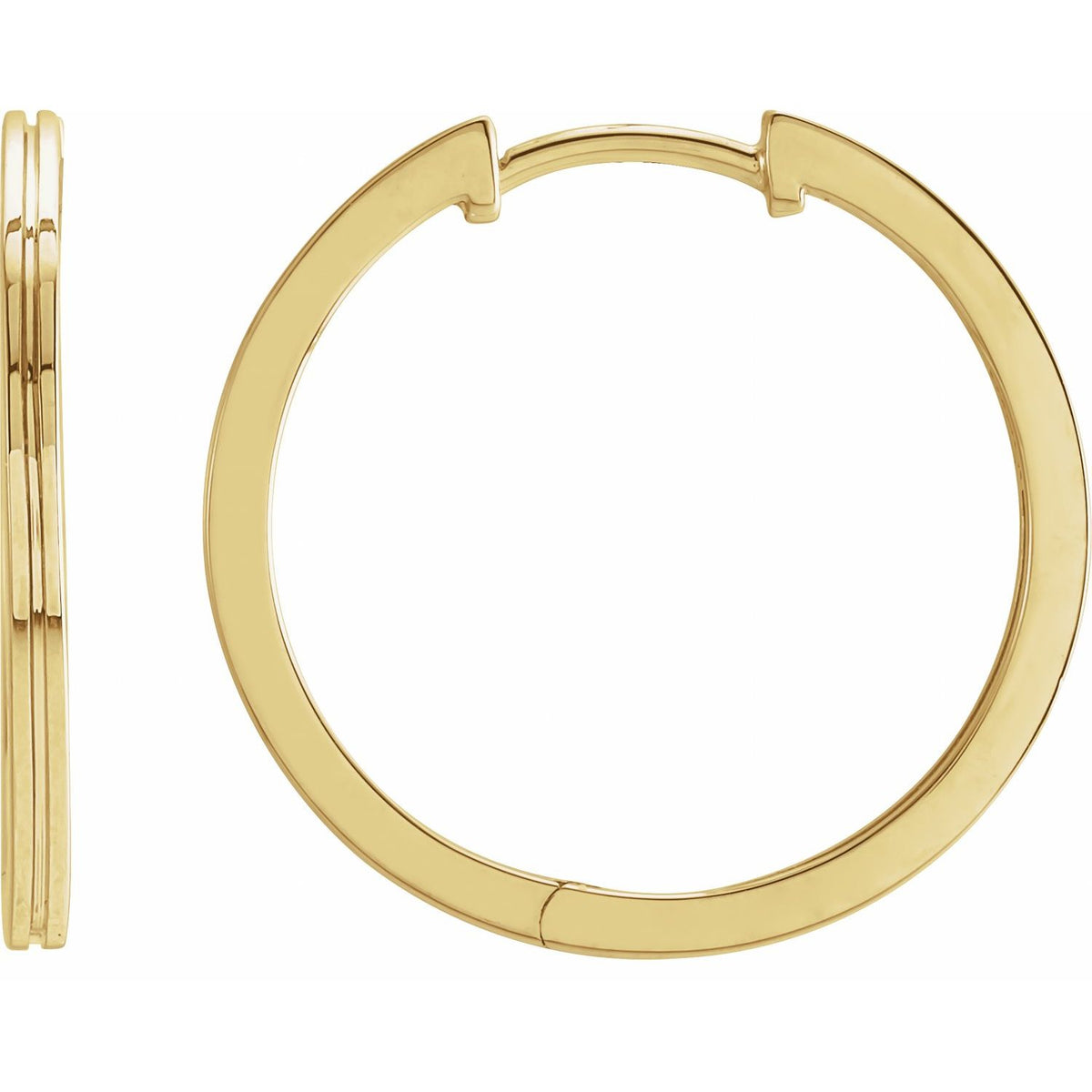 Grooved Hinged Huggie Hoop Earrings