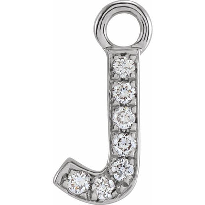 Petite Pavé® .025 CTW Natural Diamond Initial Dangle, 3.3 mm x 6.22 mm