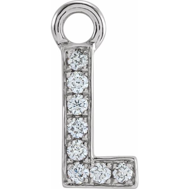Petite Pavé® .03 CTW Natural Diamond Initial Dangle, 3.3 mm x 6.23 mm