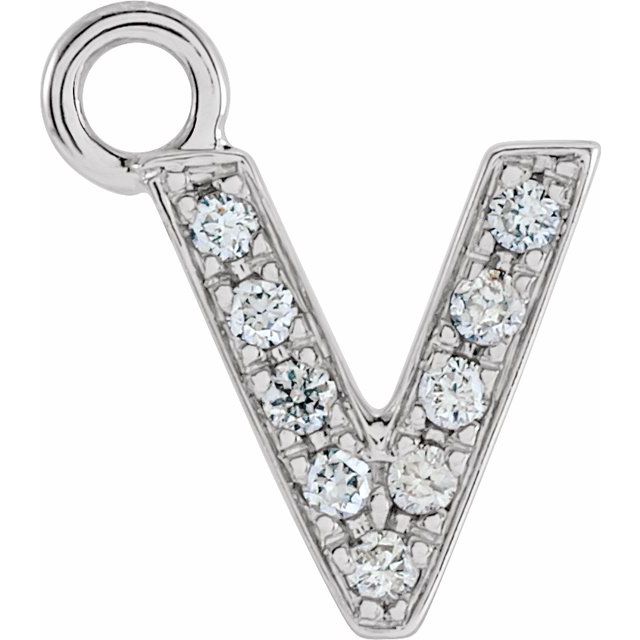 Petite Pavé® .03 CTW Natural Diamond Initial Dangle, 3.3 mm x 6.23 mm