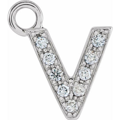 Petite Pavé® .03 CTW Natural Diamond Initial Dangle, 3.3 mm x 6.23 mm