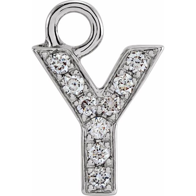 Petite Pavé® .03 CTW Natural Diamond Initial Dangle, 3.3 mm x 6.23 mm