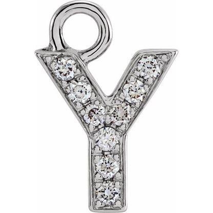 Petite Pavé® .03 CTW Natural Diamond Initial Dangle, 3.3 mm x 6.23 mm