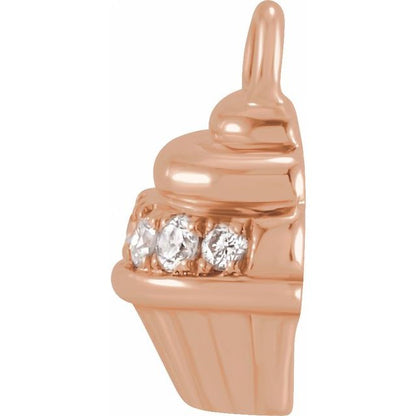 Petite Pavé® .04 CTW Natural Diamond Cupcake Dangle