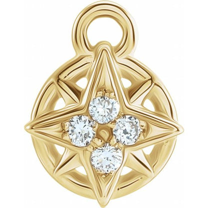 Petite Pavé® .02 CTW Natural Diamond Compass Dangle