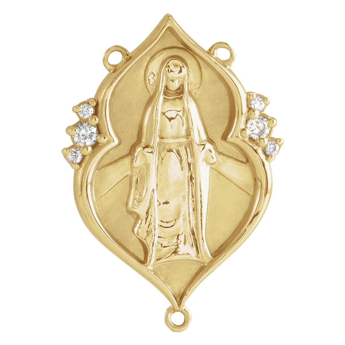 14K Yellow Gold .06 CTW Natural Diamond Miraculous Mary Rosary Center