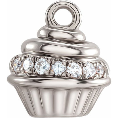 Petite Pavé® .04 CTW Natural Diamond Cupcake Dangle