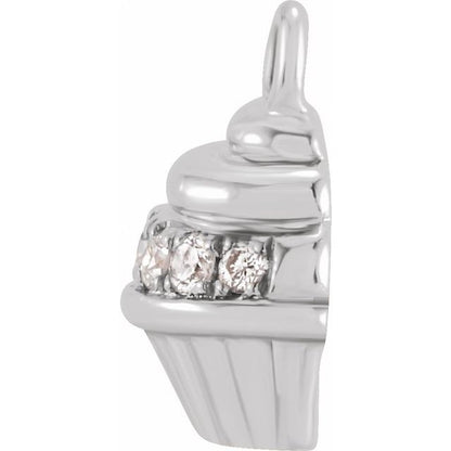 Petite Pavé® .04 CTW Natural Diamond Cupcake Dangle