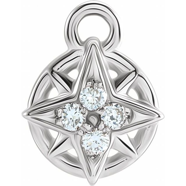 Petite Pavé® .02 CTW Natural Diamond Compass Dangle