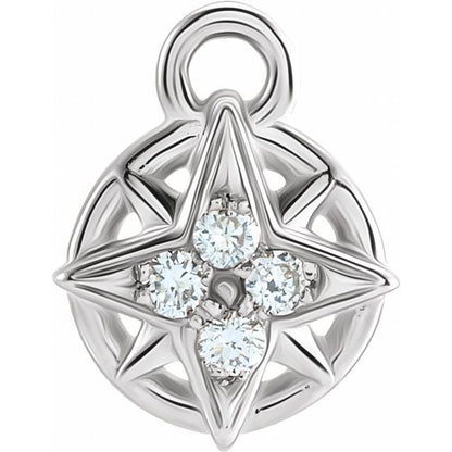 Petite Pavé® .02 CTW Natural Diamond Compass Dangle