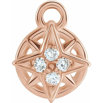 Petite Pavé® .02 CTW Natural Diamond Compass Dangle