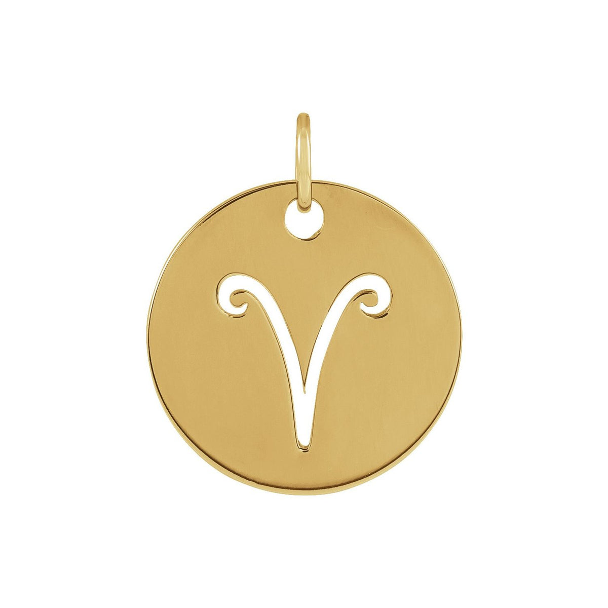 14K Yellow Gold Aries Zodiac Disc Charm/Pendant