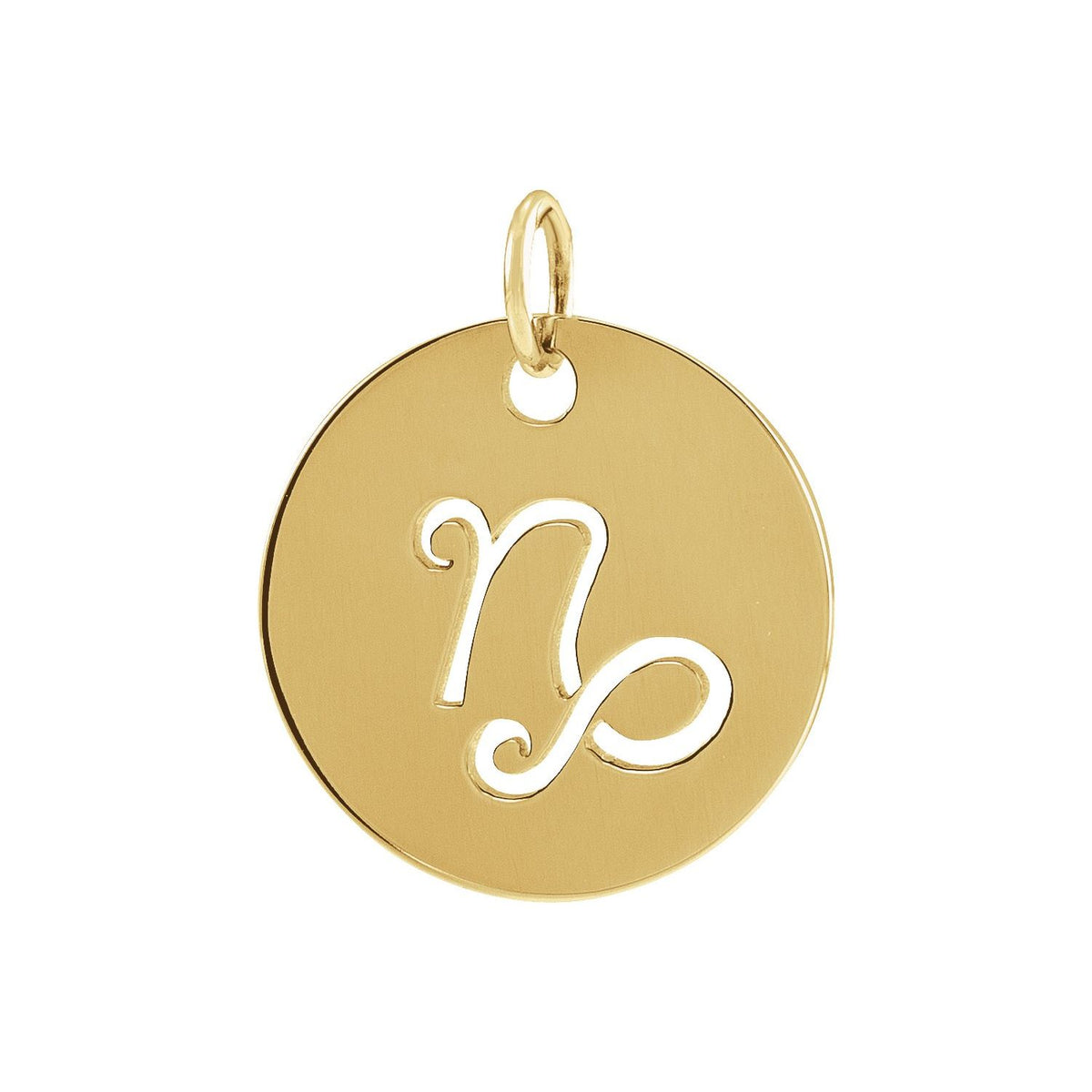 14K Yellow Gold Capricorn Zodiac Disc Charm/Pendant