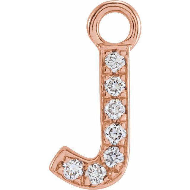 Petite Pavé® .025 CTW Natural Diamond Initial Dangle, 3.3 mm x 6.22 mm