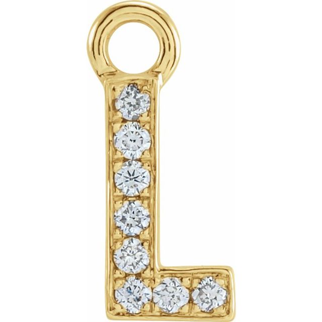 Petite Pavé® .03 CTW Natural Diamond Initial Dangle, 3.3 mm x 6.23 mm
