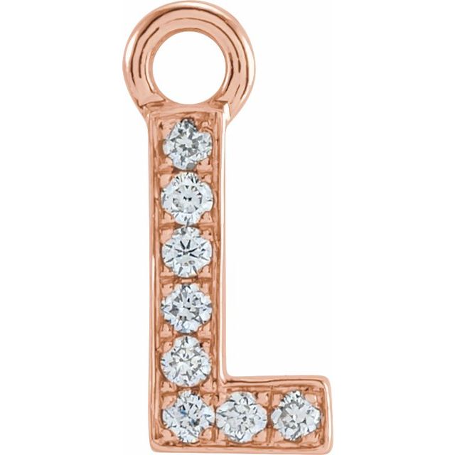 Petite Pavé® .03 CTW Natural Diamond Initial Dangle, 3.3 mm x 6.23 mm