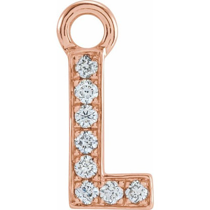 Petite Pavé® .03 CTW Natural Diamond Initial Dangle, 3.3 mm x 6.23 mm