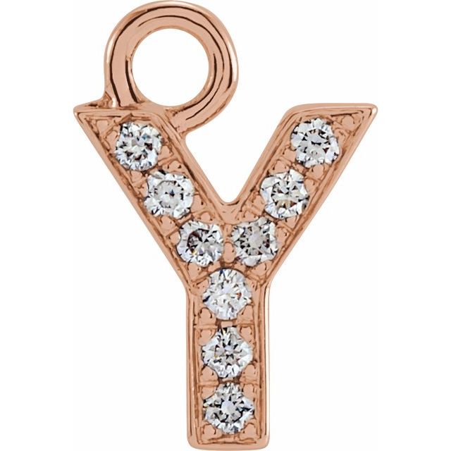 Petite Pavé® .03 CTW Natural Diamond Initial Dangle, 3.3 mm x 6.23 mm