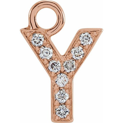 Petite Pavé® .03 CTW Natural Diamond Initial Dangle, 3.3 mm x 6.23 mm