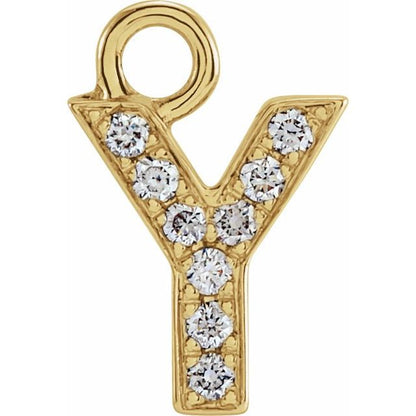 Petite Pavé® .03 CTW Natural Diamond Initial Dangle, 3.3 mm x 6.23 mm
