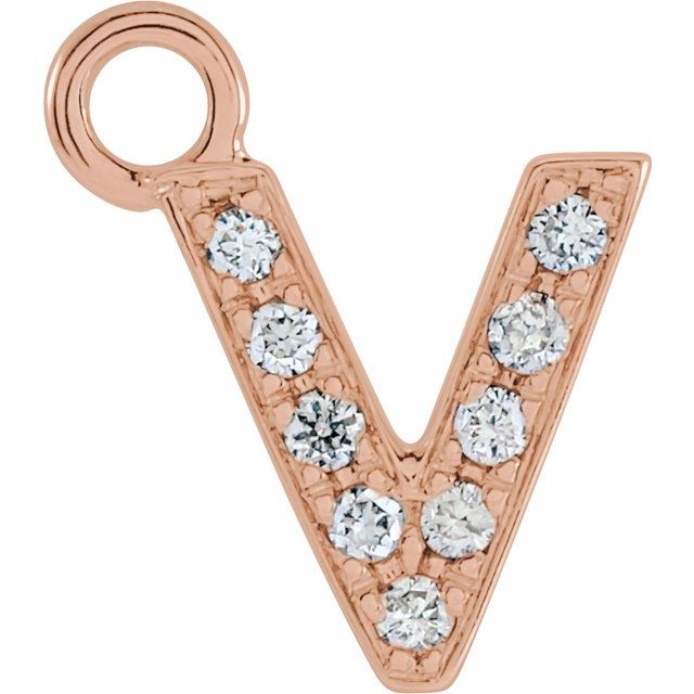 Petite Pavé® .03 CTW Natural Diamond Initial Dangle, 3.3 mm x 6.23 mm