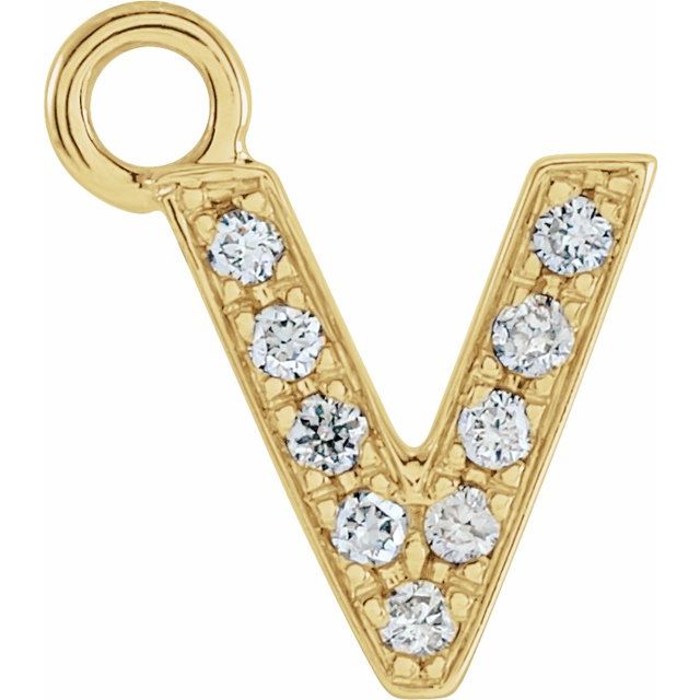 Petite Pavé® .03 CTW Natural Diamond Initial Dangle, 3.3 mm x 6.23 mm