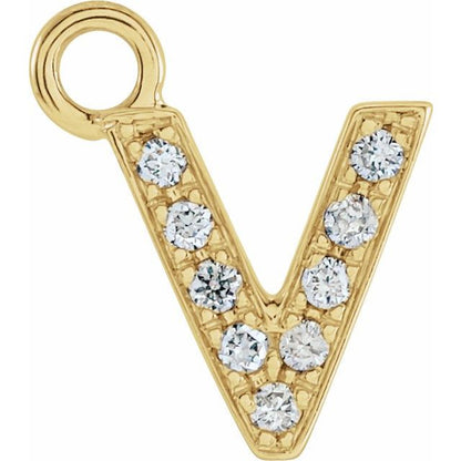 Petite Pavé® .03 CTW Natural Diamond Initial Dangle, 3.3 mm x 6.23 mm