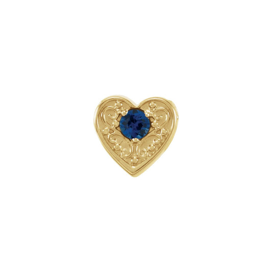 14K Yellow Gold Natural Blue Sapphire Heart Slide Pendant