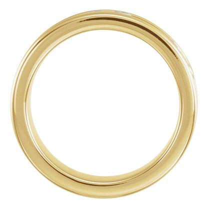14K Yellow/White Gold Grooved Etruscan Style Band