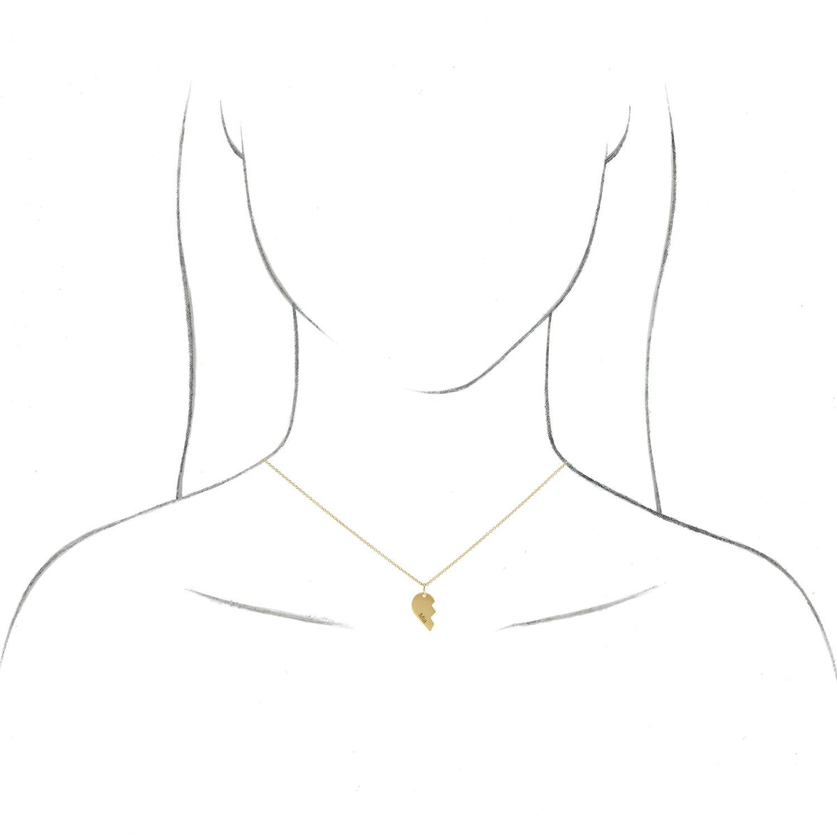 14K Yellow Gold 17x10 mm Left Broken Heart Pendant
