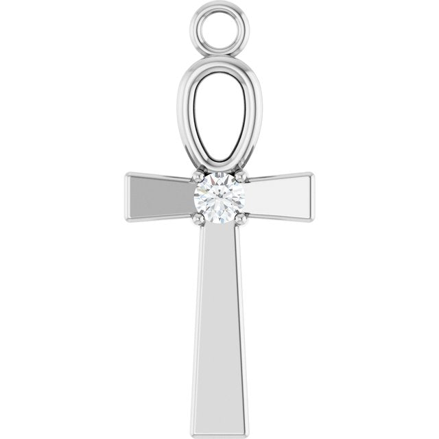 .03 CTW Natural Diamond Ankh Cross Dangle