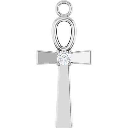 .03 CTW Natural Diamond Ankh Cross Dangle