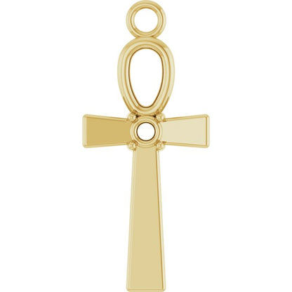 .03 CTW Natural Diamond Ankh Cross Dangle
