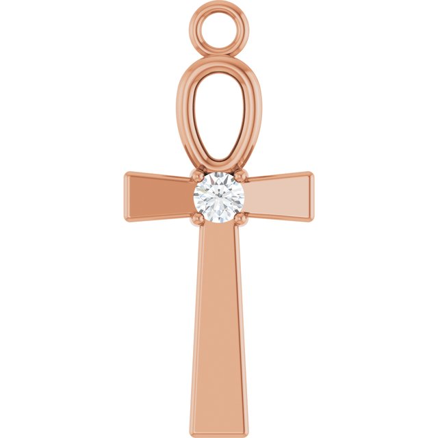 .03 CTW Natural Diamond Ankh Cross Dangle