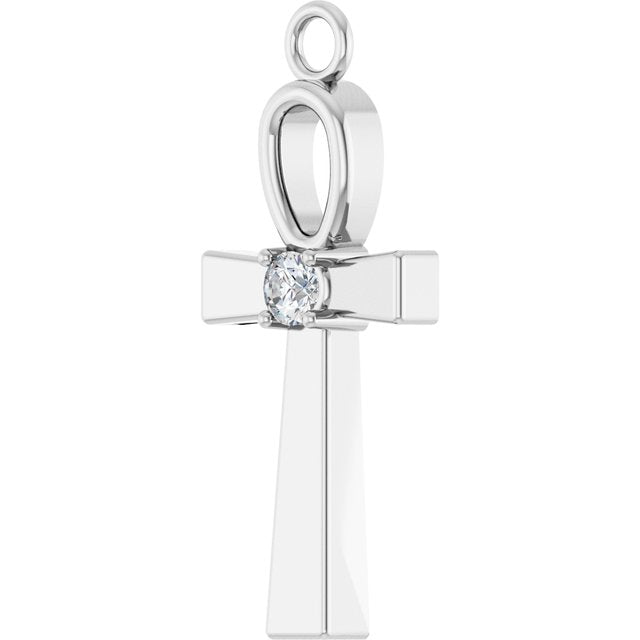 .03 CTW Natural Diamond Ankh Cross Dangle