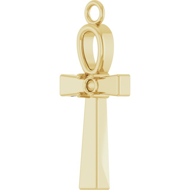.03 CTW Natural Diamond Ankh Cross Dangle