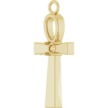 .03 CTW Natural Diamond Ankh Cross Dangle