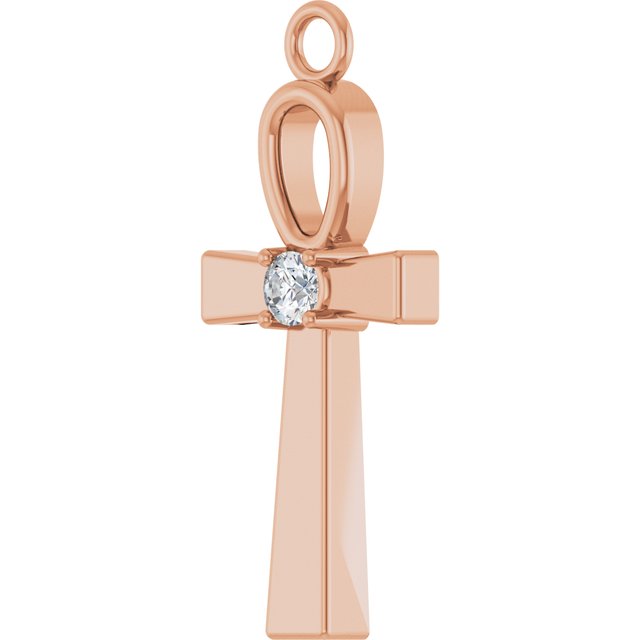 .03 CTW Natural Diamond Ankh Cross Dangle