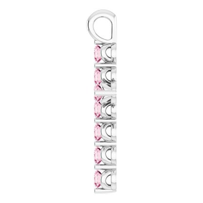 14K White Gold Natural Pink Tourmaline Cross Pendant