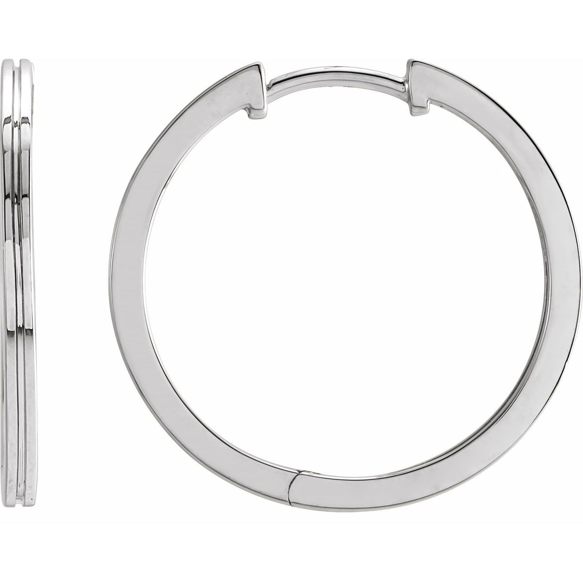 Grooved Hinged Huggie Hoop Earrings