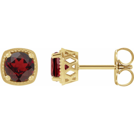 14K Yellow Gold Natural Mozambique Garnet Earrings