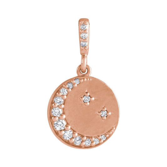 14K Rose Gold 1/10 CTW Natural Diamond Crescent Moon Pendant