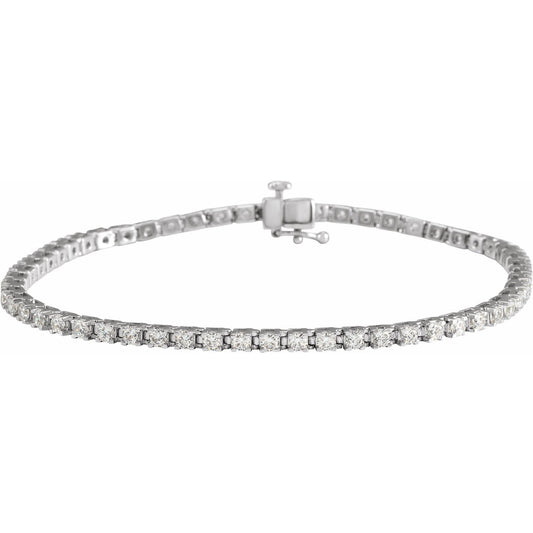14K White Gold 3 CTW Natural Diamond Line 7 1/4" Bracelet