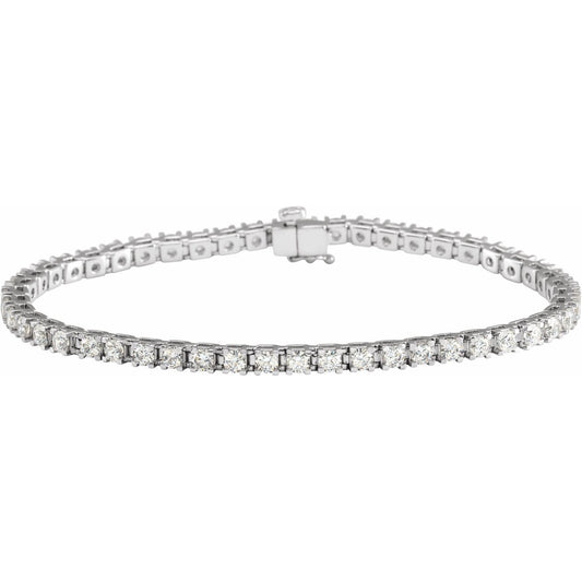 14K White Gold 4 CTW Natural Diamond Line 7 1/4" Bracelet